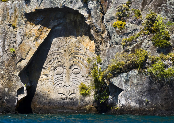 The 5 Best Maori Rock Carvings At Mine Bay Tours Tickets 2019 Taupo   132175 New Zealand Maori Rock Carvings At Mine Bay Shutterstock 43474597 